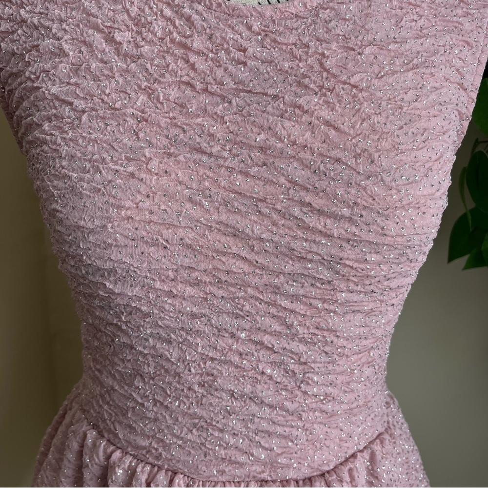 Alice Moon Sleeveless Glitter Peplum Top Pink Sz S - Picture 4 of 15